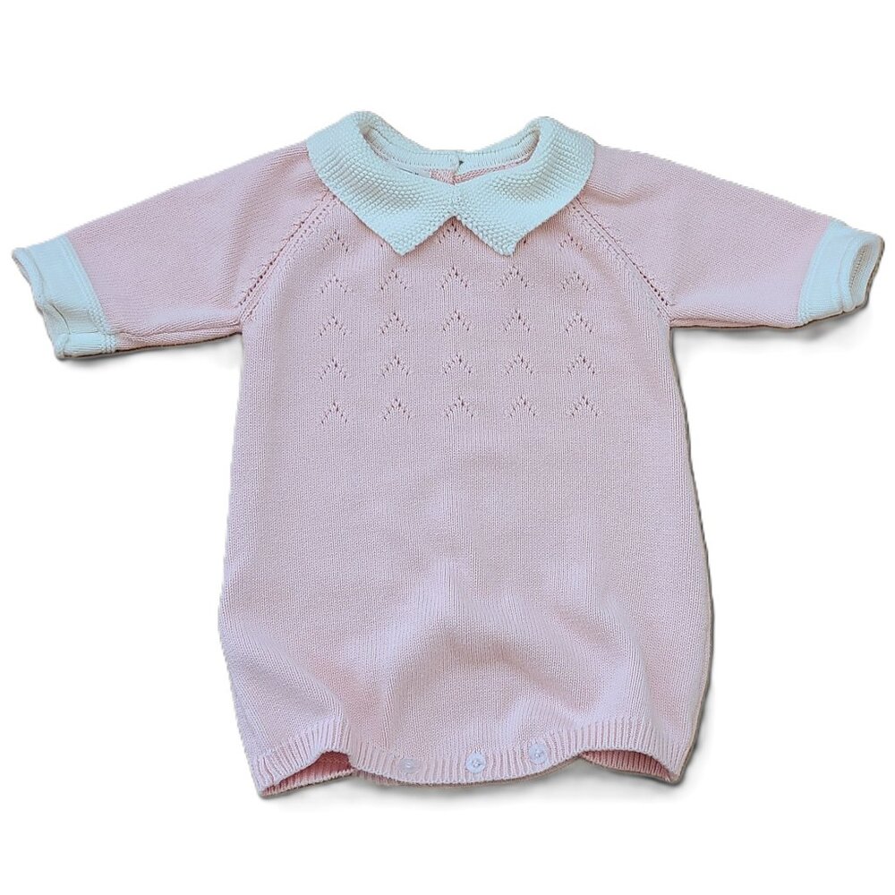 Baby Girl Pink Knit Romper Size 13-18 Months